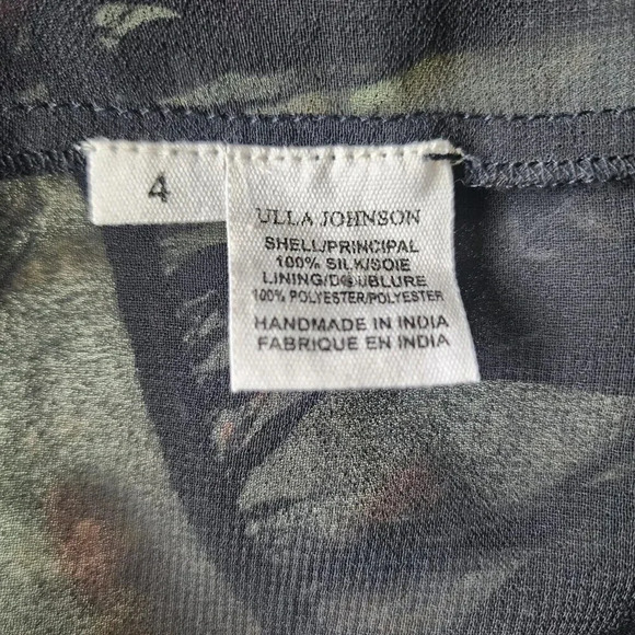 Ulla Johnson Dakota Mini Dress Women Size 4 Navy Silk Midnight Ruffle Neck Tie - Picture 11 of 16